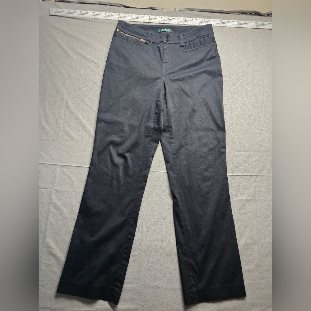 Lauren Ralph Lauren Black Chino Pants Zipper Pocket LRL Logo Women’s Size 10